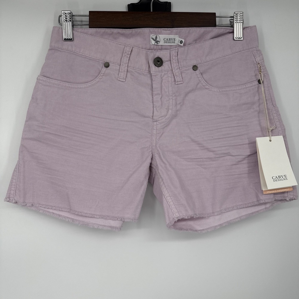 NWT Carve Designs Oahu Shorts 4" Size 0 Raw Hem Corduroy Women's Purple Surf